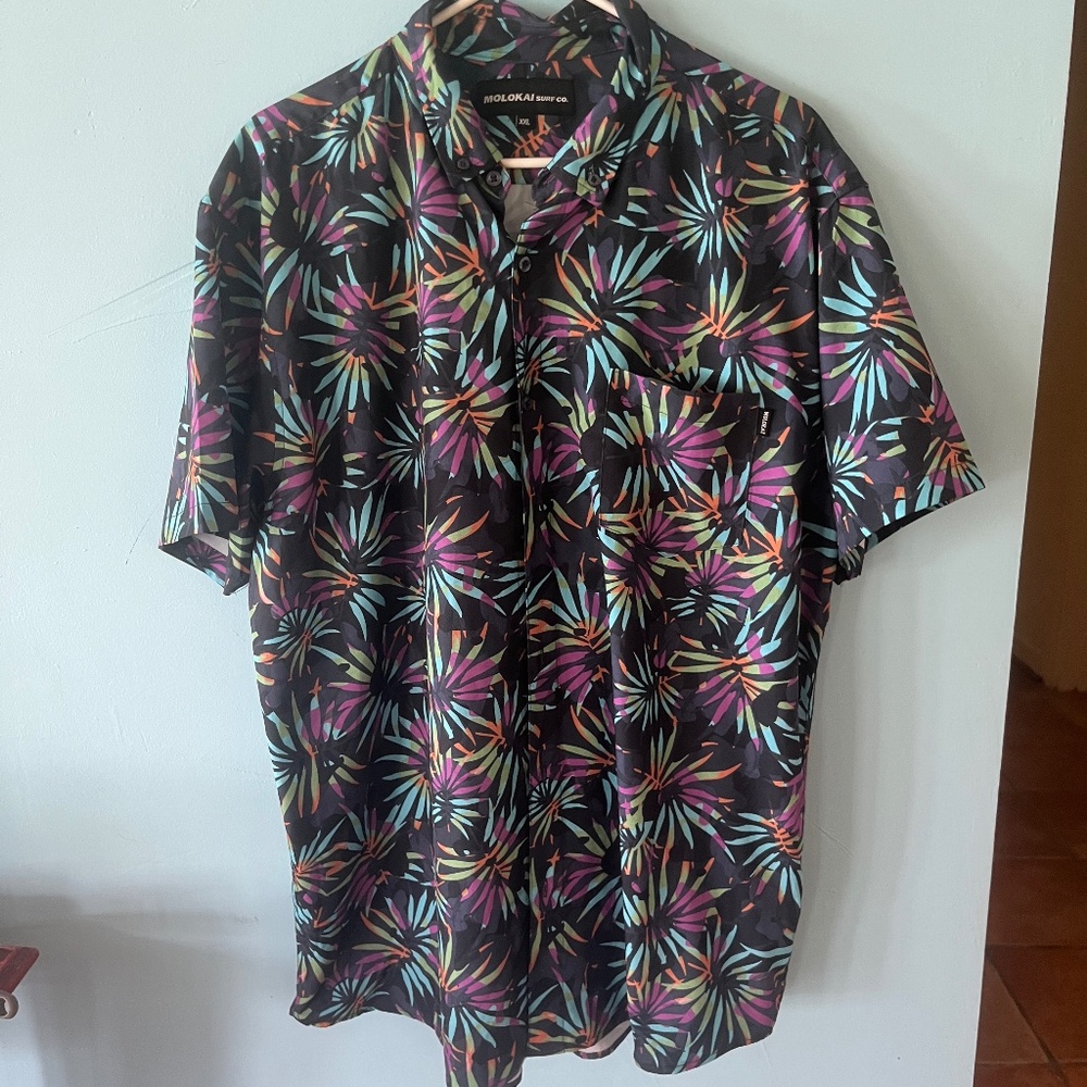 Molokai Retro Leaves Button Down Shirt Men’s Size XXL
